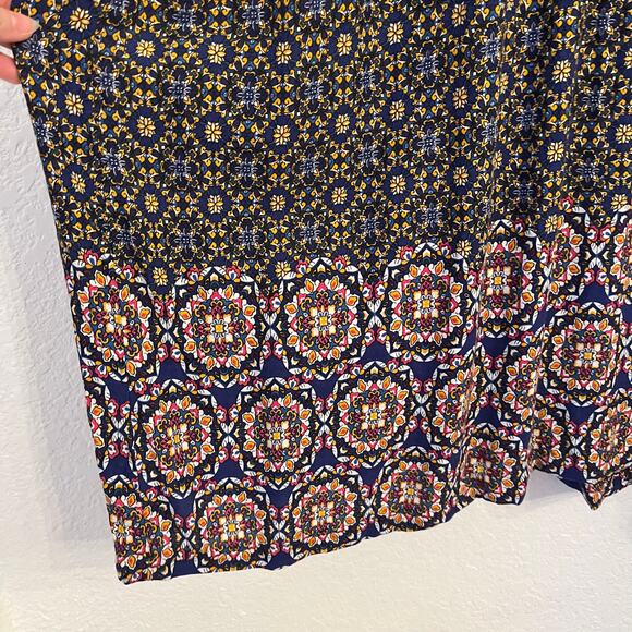 Vermont Country Store Midi Dress 3X Button Lightweight Geometric Blue Boho - Picture 4 of 11